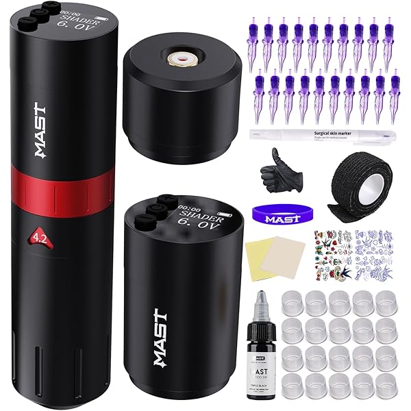 Mast Wireless Tattoo Pen Machine Kit 50Pcs Pro Cartridges